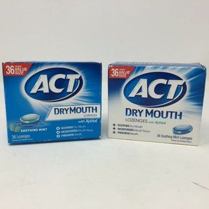 Lot of 2 ACT Dry Mouth Lozenges Soothing Mint 36